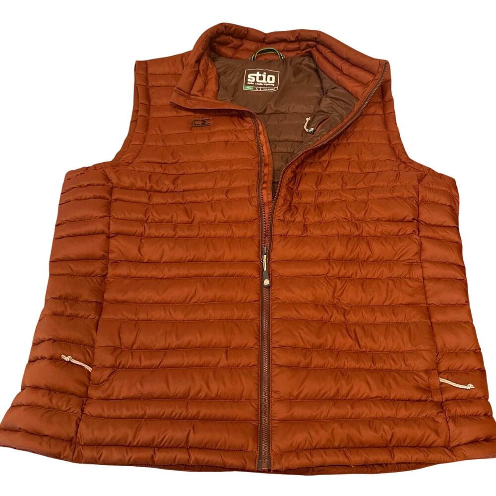 Stio Men’s Pinion Vest Size L Lightweight Water Repell Outdoor Warm Burnt Orange